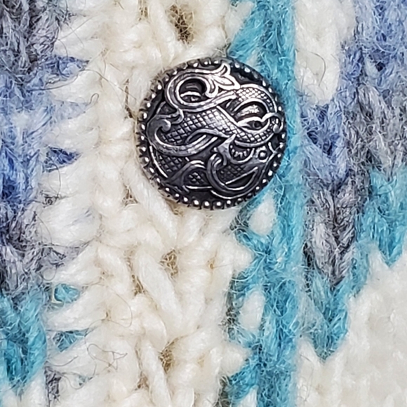 Vintage Wool Made in Canada Women's Button Sweater Cardigan Fair Isle Nordic M/L - Picture 7 of 10